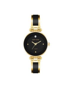 Anne Klein Women's Genuine Diamond Dial Bangle Watch Black Gold 28 mm