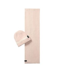 Calvin Klein women's ribbed beanie and scarf set in Silver Peony pink