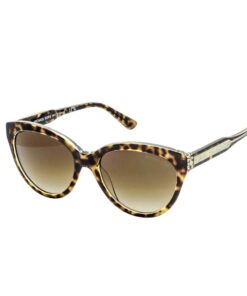 A pair of Michael Kors Makena cat-eye sunglasses in dark tortoise with brown gradient lenses for women.