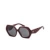 Close-up of Tory Burch Irregular Women's Sunglasses in Bordeaux Acetate frame with Dark Grey lenses, available in Bahrain.