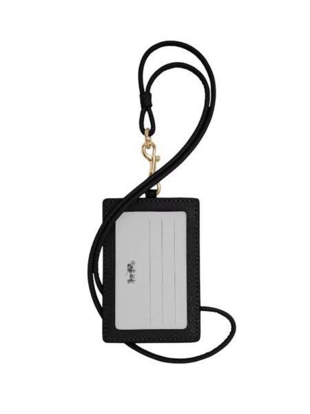 Alternative view of Coach ID Lanyard in Black Crossgrain Leather with Gold Hardware