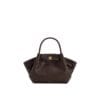 Stylish dark brown JW PEI Hana Mini Tote bag shown with gold hardware and adjustable strap, perfect for women shopping in Bahrain.
