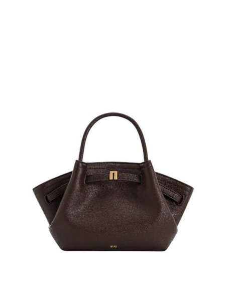 Stylish dark brown JW PEI Hana Mini Tote bag shown with gold hardware and adjustable strap, perfect for women shopping in Bahrain.