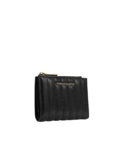 Alternative view of Charles & Keith Donna Crinkle-Effect Panelled Top-Zip Wallet - Black