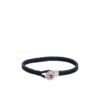 Close-up of Tommy Hilfiger navy braided leather bracelet with stainless steel button closure, available at AH Brands Bahrain.
