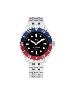 Tommy Hilfiger 36mm stainless steel watch with black dial, perfect for young men or small wrists in Bahrain.