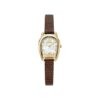Close-up of Aigner Hermada women's watch with brown lizard-embossed leather strap and rectangular pearl white dial.