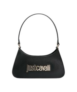 Sleek black Just Cavalli hobo bag with top handle and zipper closure, perfect for women in Bahrain.
