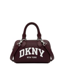 Aged Wine DKNY Nell Mini Satchel Crossbody Bag with silver hardware, perfect for women shopping in Bahrain.