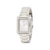 Elegant rectangular DKNY women's watch with silver dial and stainless steel bracelet, available at AH Brands in Bahrain.