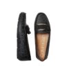 Sleek black faux-leather Calvin Klein Leonie driver moccasin with logo detail, suitable for women in Bahrain.