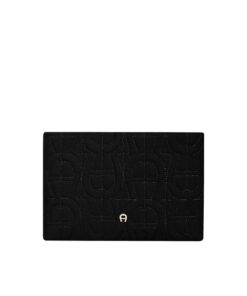 Aigner Cuscino Bag S in Black featuring shiny light gold and matt black metal parts for women in Bahrain.