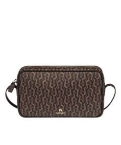 Elegant Aigner IDA ICON small shoulder bag in PVC and cotton, featuring light gold hardware, perfect for stylish women in Bahrain.