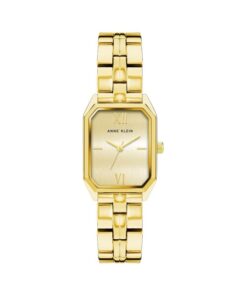 Elegant Anne Klein gold-tone women's watch with a 24mm champagne dial and adjustable bracelet.