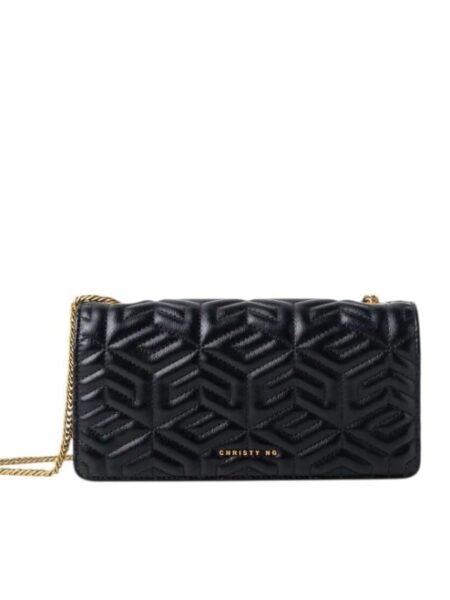 A stylish black quilted vegan leather chain bag by Christy Ng for women in Bahrain.